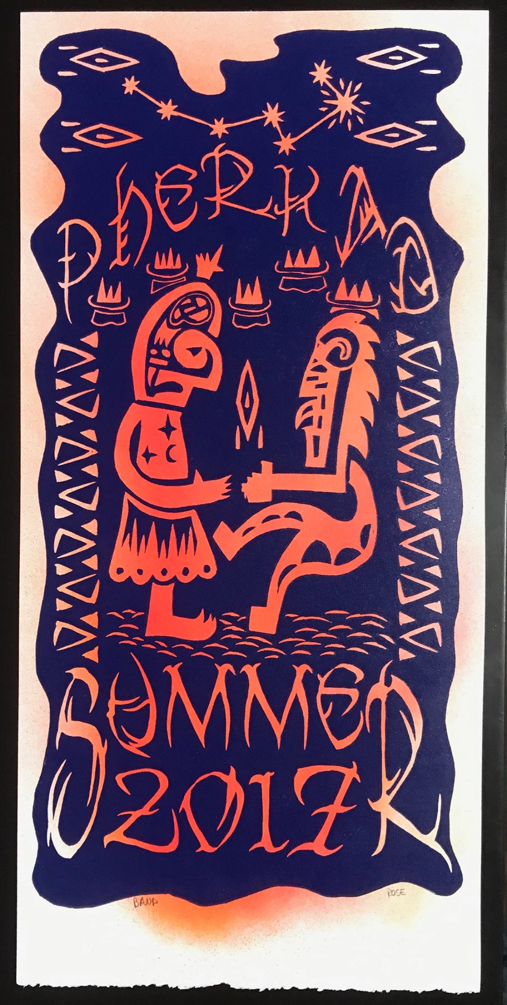 Pherkad Woodcut Poster by Jon Rose